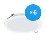 Flerpack 6x Philips LED Downlight DN065B Metall Vit 19W 2000lm 110D - 830 Varm Vit | 225mm - Utskärning   200mm - IP20