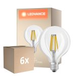 Flerpack 6x Osram LED Superstar E27 Globe G95 Filament Klar 11W 1521lm - 927 Extra Varm Vit | Bästa Färgåtergivning - Ersättare 100W