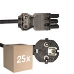 Flerpack 25x Noxion GST - Kompatibel Strömkabel Svart - Kvinnlig + Schuko Europlug - 2m - 3 pole 0.75mm2