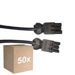 Flerpack 50x Noxion GST - Kompatibel Förlängningskabel Svart - Manlig + Kvinnlig - 1m - 3 pole 1,5mm2