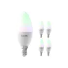 Flerpack 5x Calex Smart Tuya Wifi E14 Kronljus 5W 470lm - 822-840 Justerbar Vit | RGBW - Dimbar - Ersättare 40W