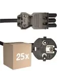 Flerpack 25x Noxion GST - Kompatibel Strömkabel Svart - Kvinnlig + Schuko Europlug - 3m - 3 pole 0.75mm2
